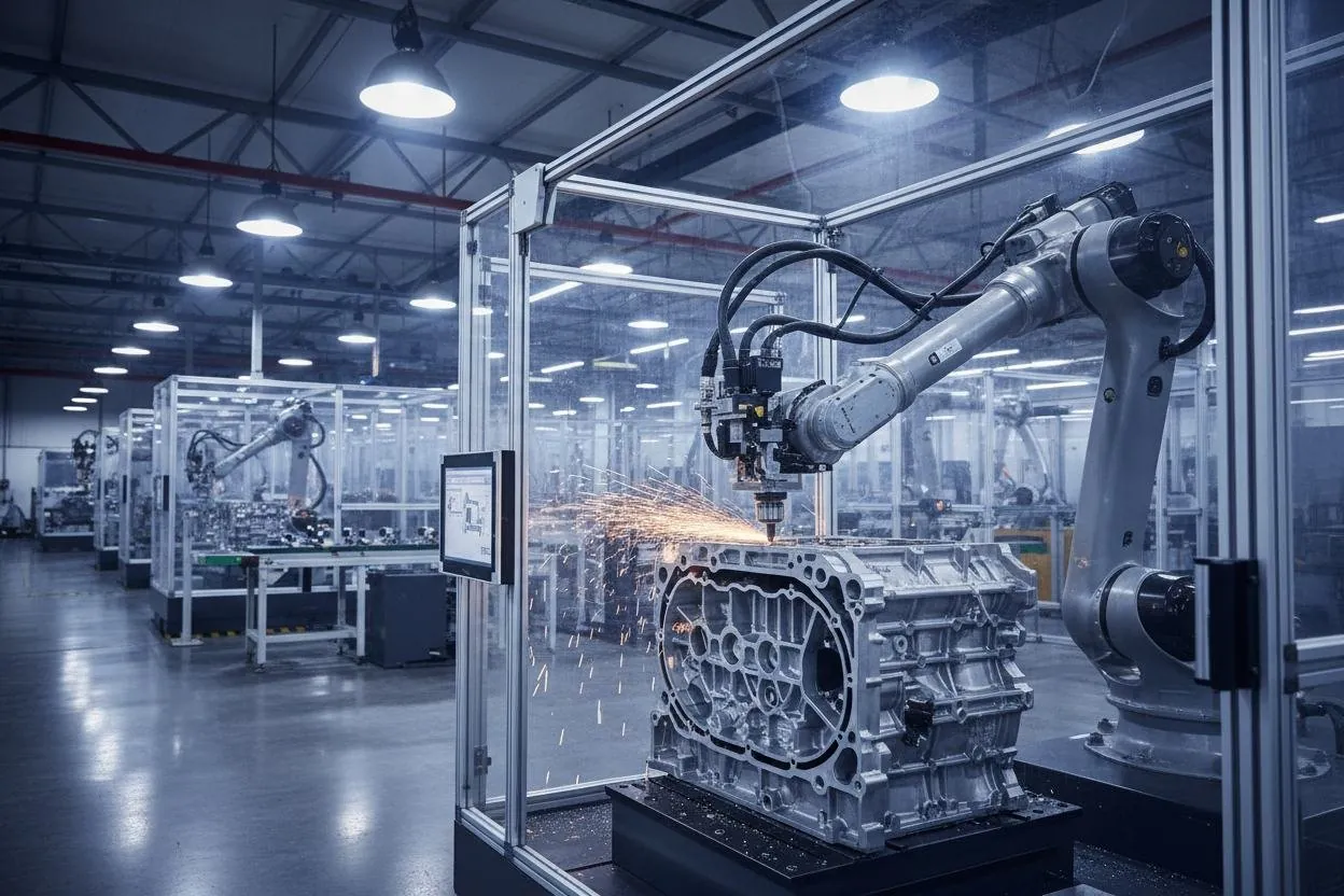 Robotic automotive machining line