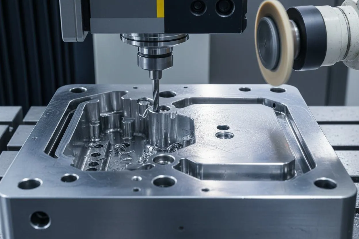 Milling a pocket in a steel mould